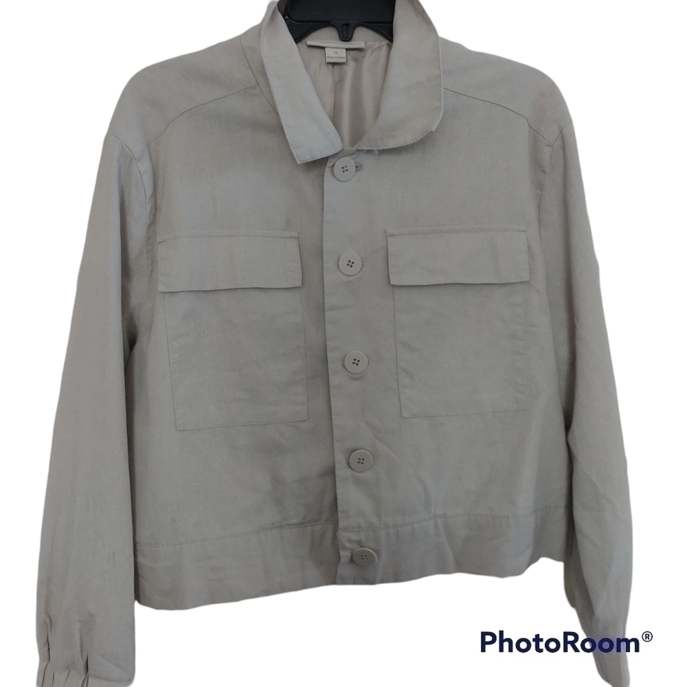 Catherine Malandrino Linen Natural Crop Jacket fully lined M